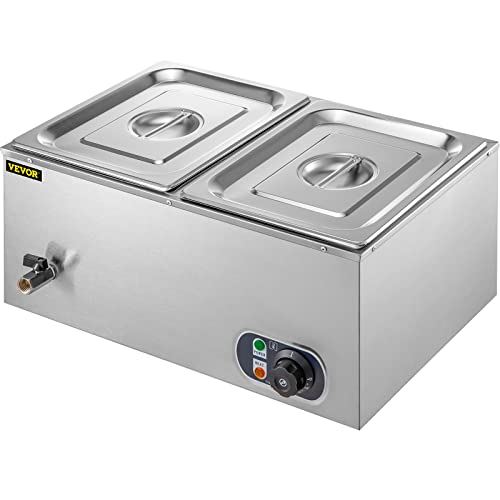2-Pan Commercial Food Warmer 1200W Electric Countertop Steam Table