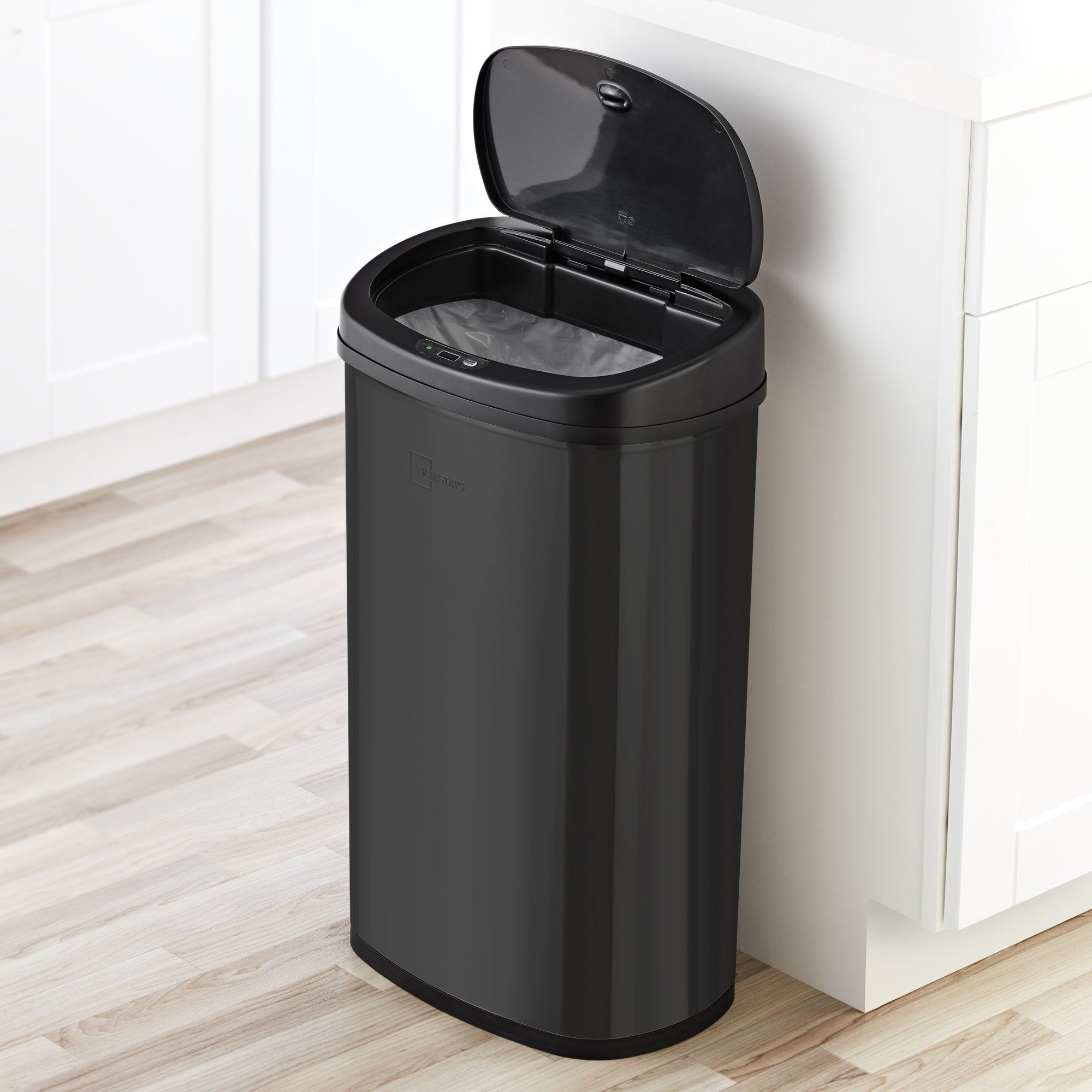 Kitchen Black Trash Can with Motion Sensor 13.2 gal /50 L Stainless Steel