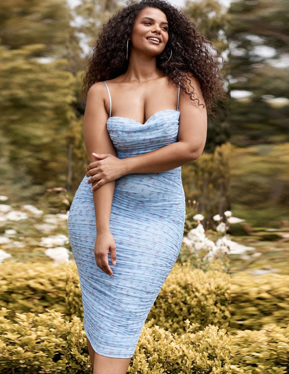 Summer Floral Blue Strap Slim Dress