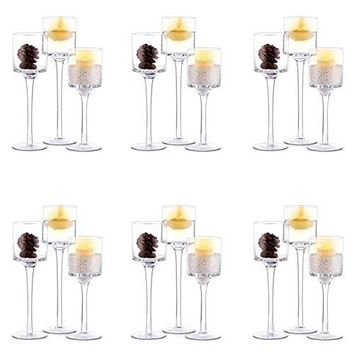 6 Sets (18 Pcs) Candlestick & Tealight Candle Holders for Weddings, Home Decor