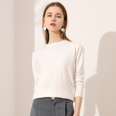 Sweater women cashmere sweater knit women's autumn and winter new round neck slim-fit woolen sweater short large size pullover bottoming shirt