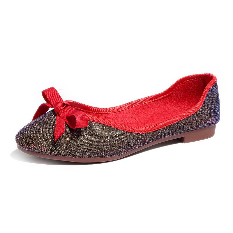 Women Bowknot  Sparkling Glitter Flats Casual Comfort Slip On Shoes