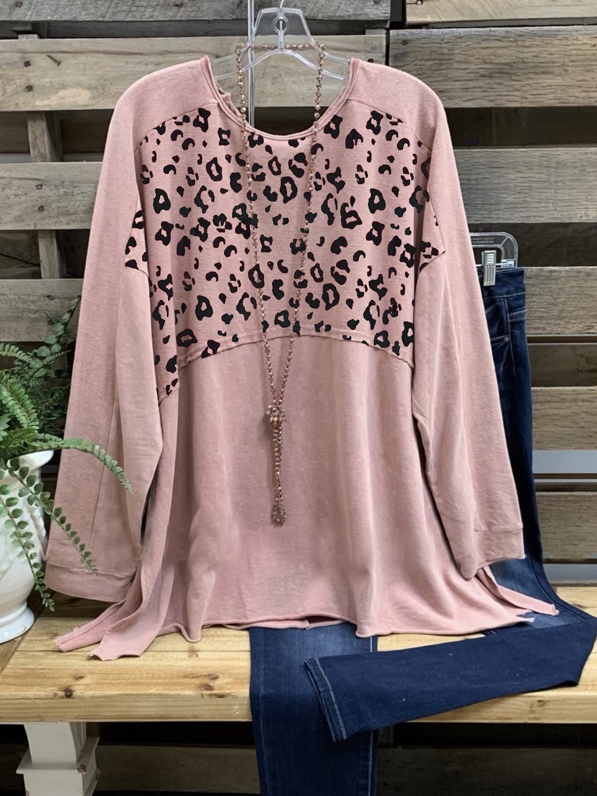 Leopard Casual Long Sleeve Shirts & Tops