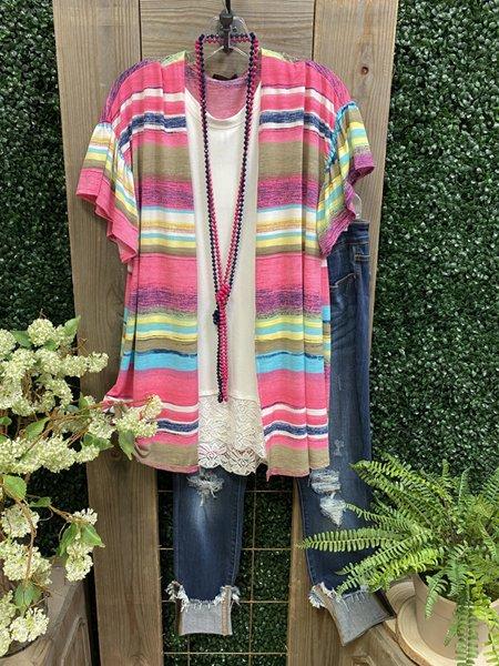 Color Casual Cotton-Blend Shirts & Tops