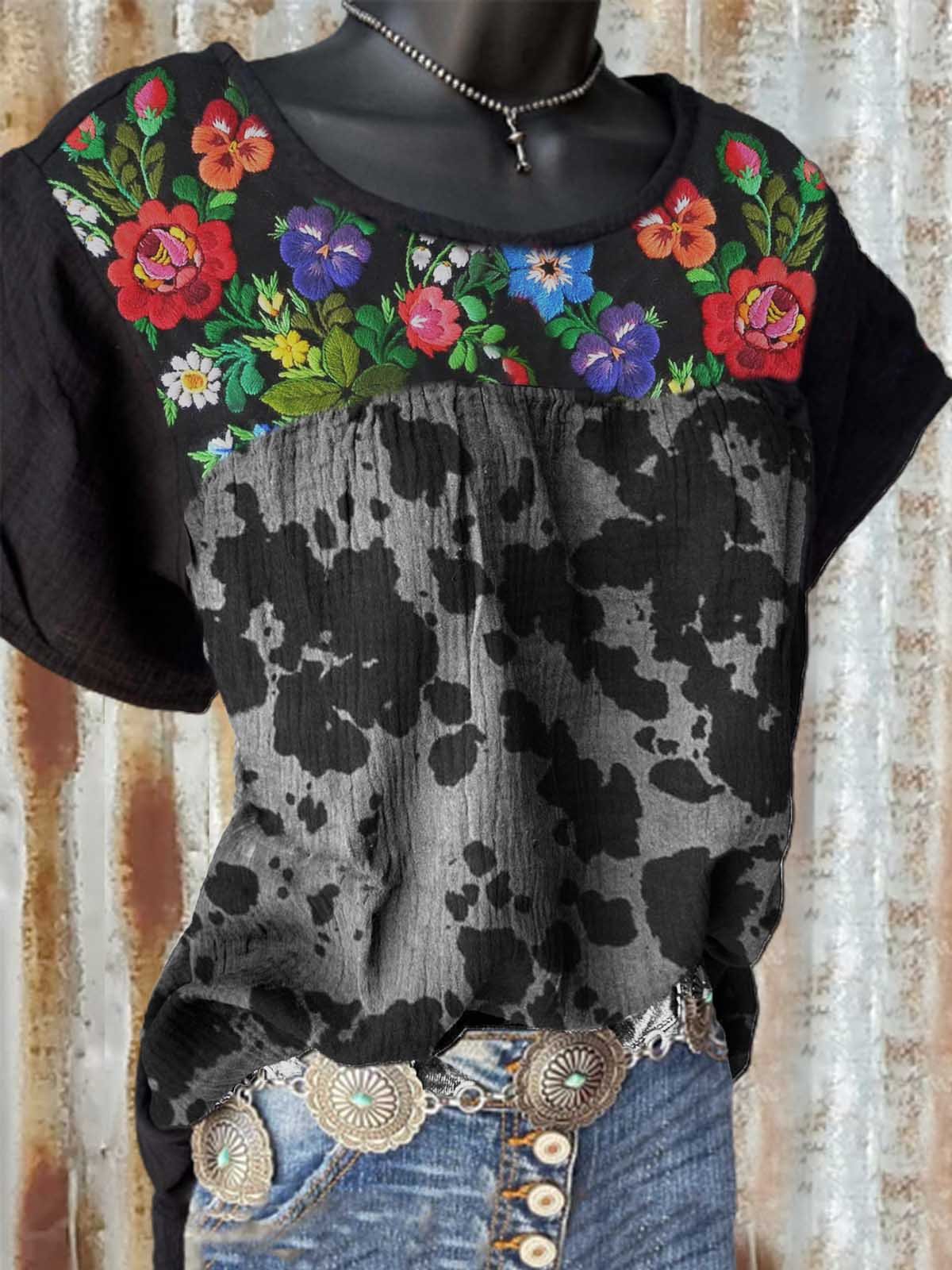 Shift Short Sleeve Cotton-Blend Shirts & Tops