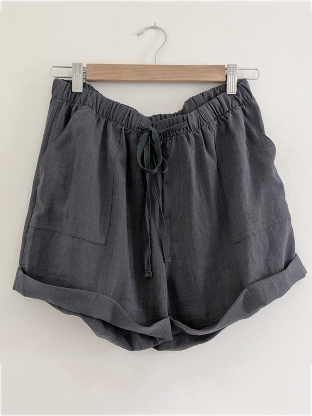 Plus Size Casual Solid Pockets Pants