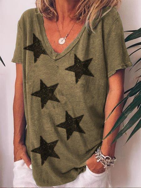 Short Sleeve V Neck Shirts & Tops