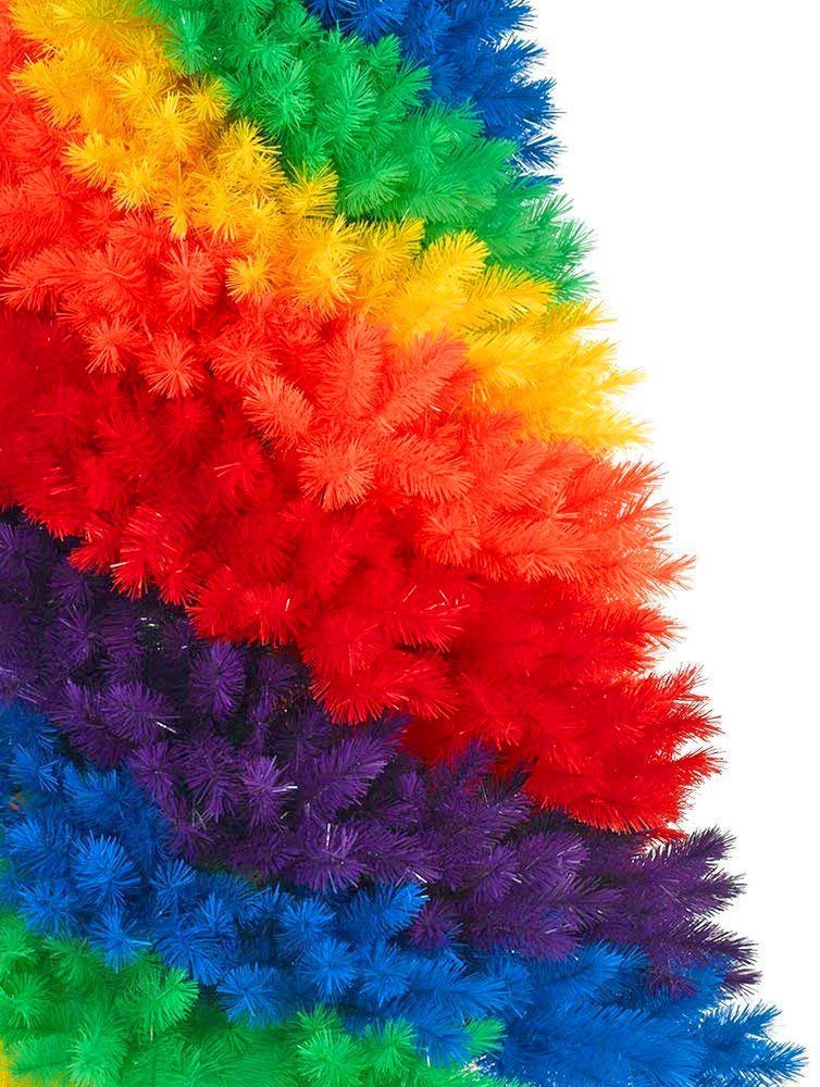 The 7-foot-tall Rainbow Christmas Tree has all the colors of the rainbow