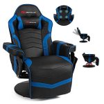 Massage Gaming Chair w/ Footrest Cup Holder, Headrest & Side Pouch for Home