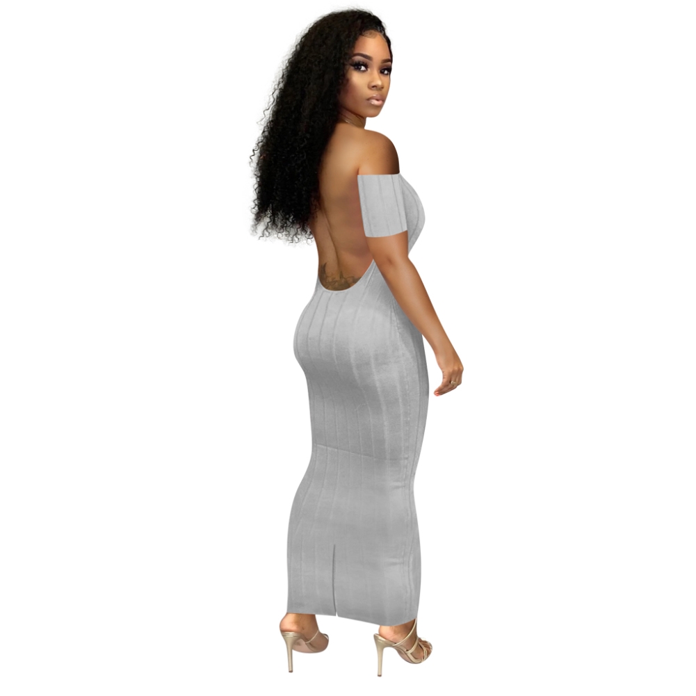 Sexy Backless Off Shoulder Long Curvy Dress