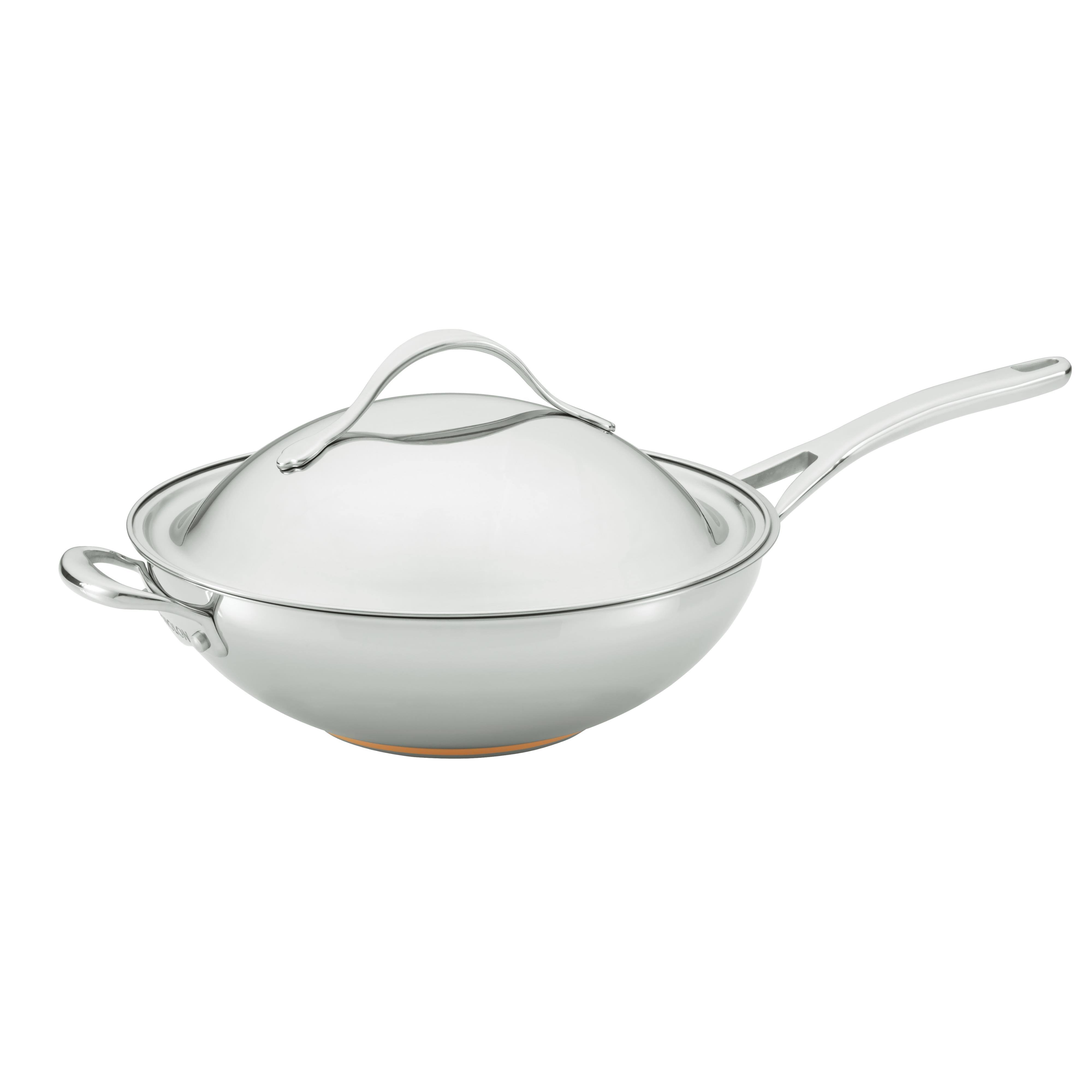 Anolon Nouvelle Copper 12x22 Stainless Steel Covered Stir Fry with Helper Handle