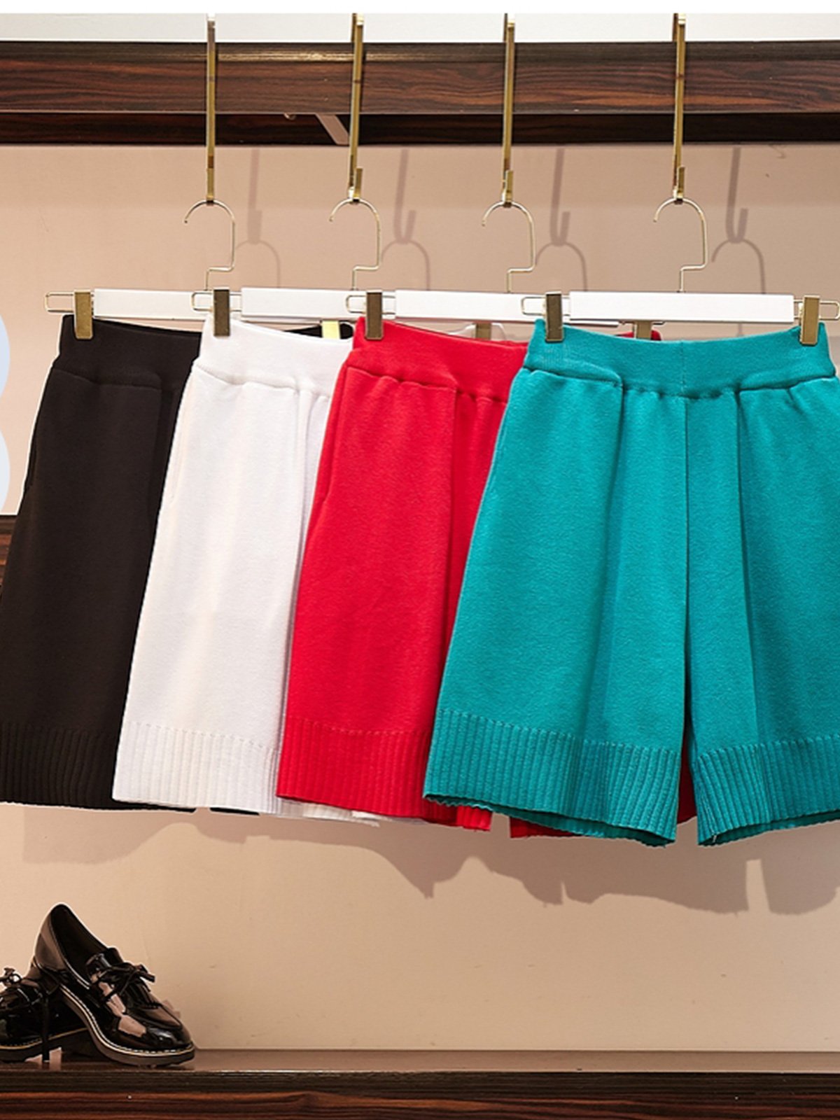 Plus Size Women Plain Casual Shorts