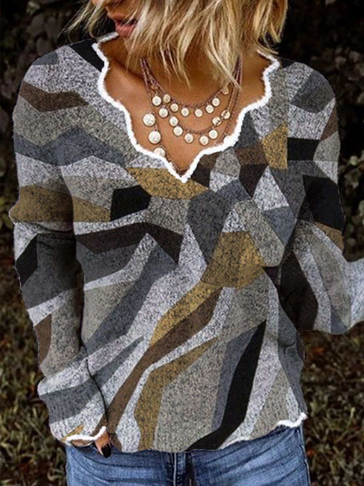 Printed Long Sleeve Casual Sweatshirt