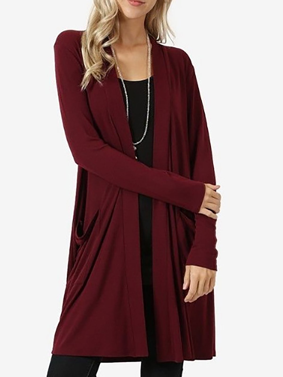 Solid Long Sleeve Basic Cardigan