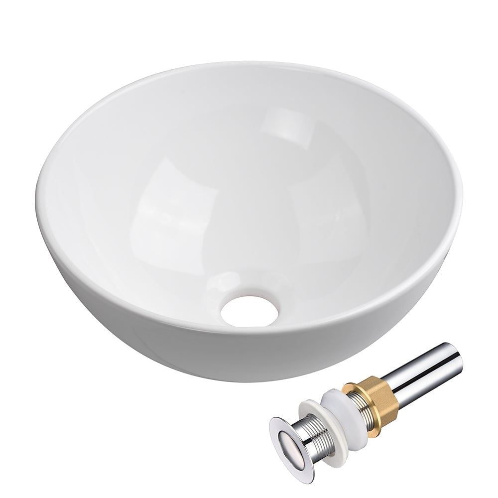 12��� Bathroom Vessel Porcelain Sink w/ Drain Circular