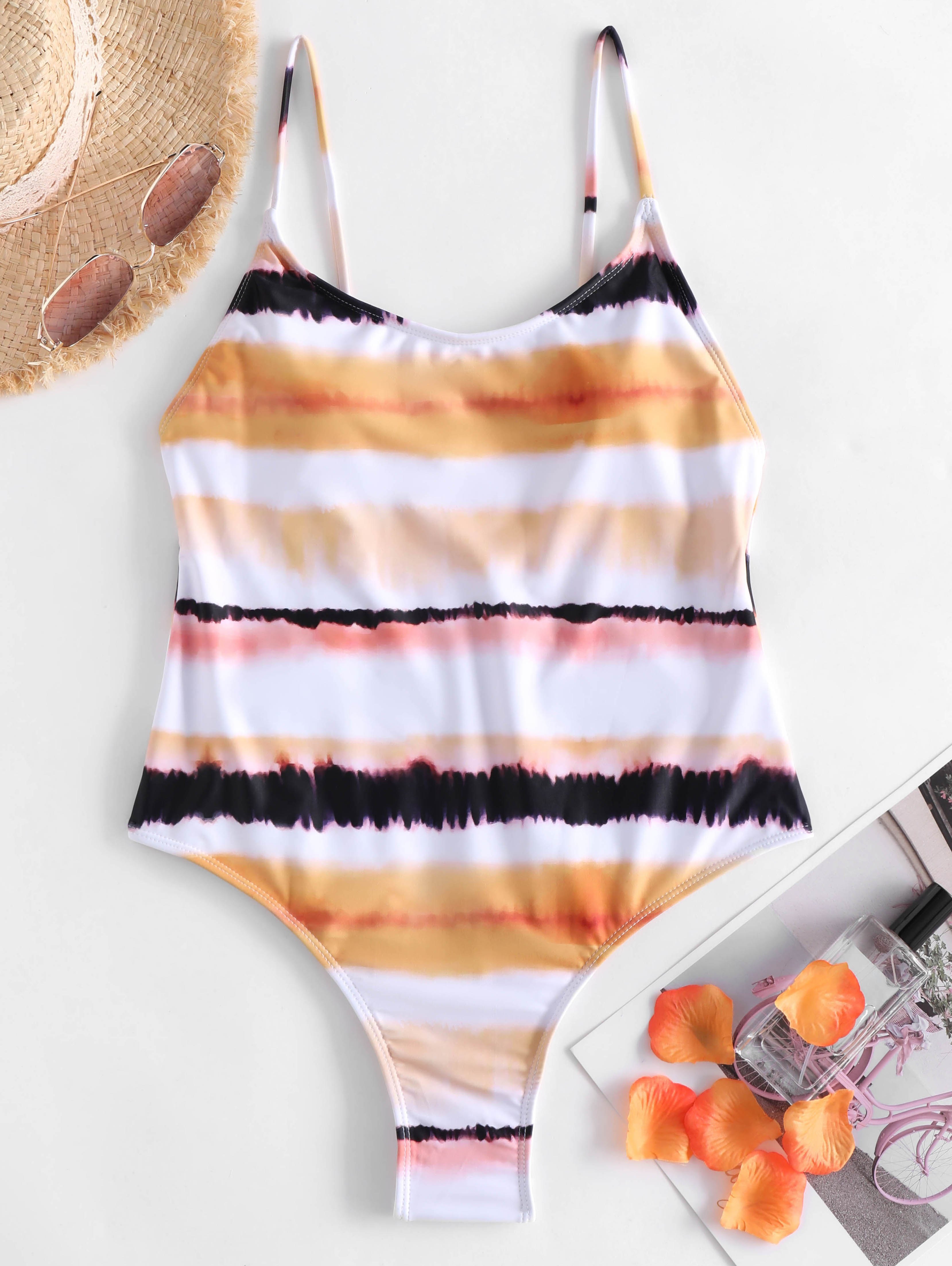 Tie Dye One-Piece Backless Swimsuit