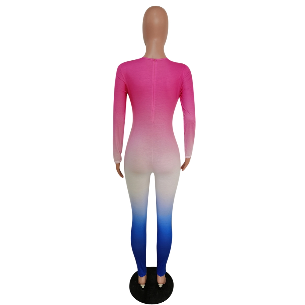 Sexy Gradient Long Sleeve Bodycon Jumpsuit