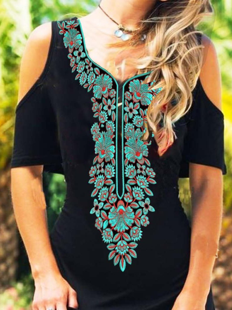 Cold Shoulder Sheath Square Neck Boho Dresses