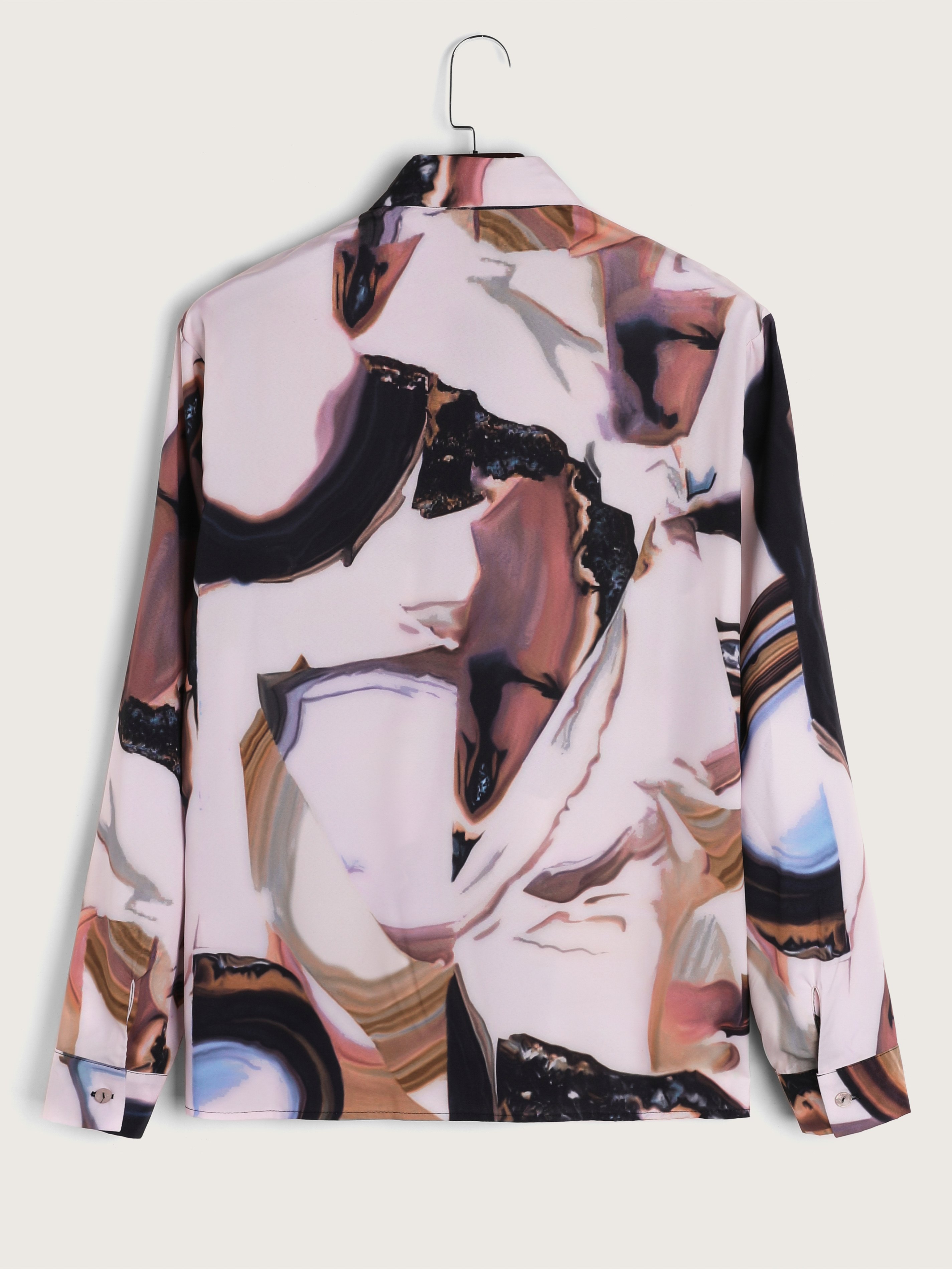 Men's Retro Abstract Ink Print Long Sleeve Shirt