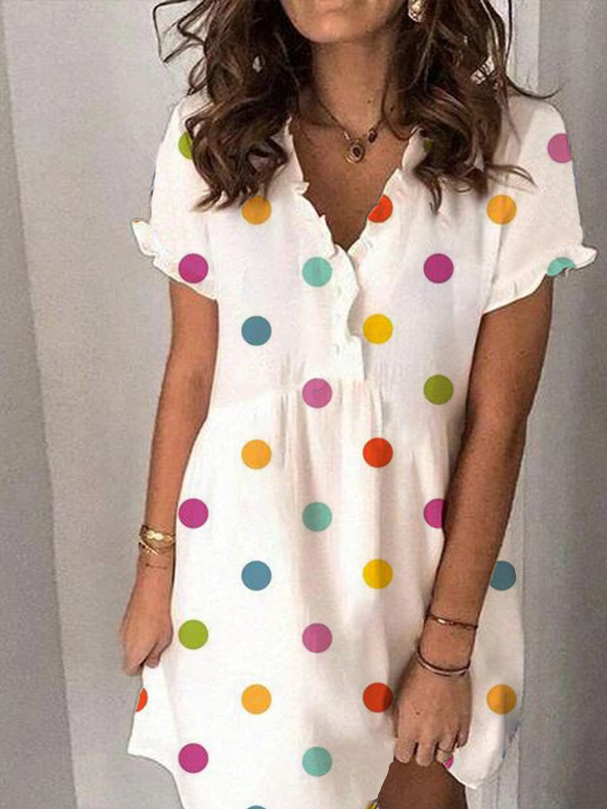 Casual Polka dot short sleeved dress