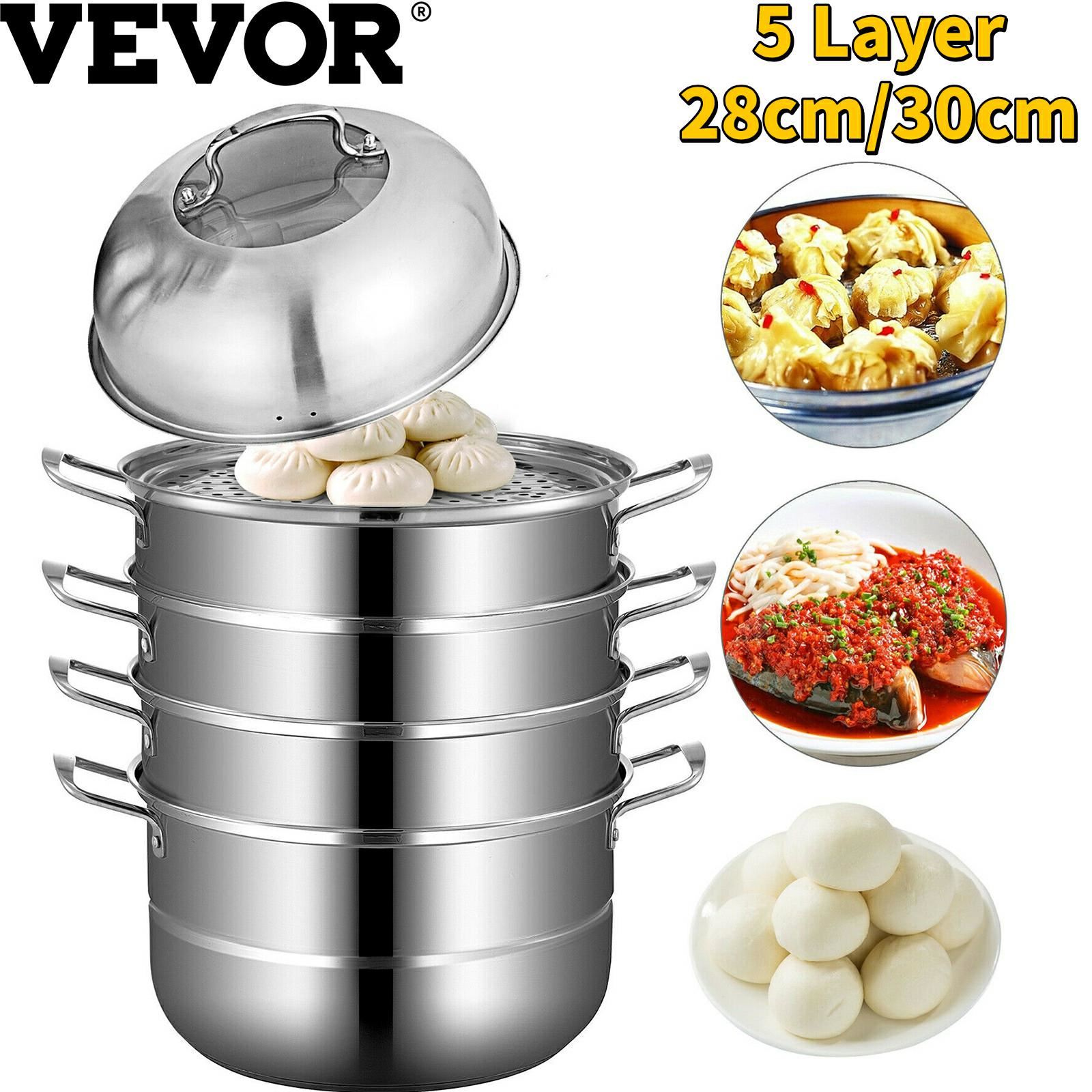 Food Steamer 28cm 30cm Stainless Steel Stock Pot for Home Steaming Dumplings Vegetables Rice Cooking Steamed Dish