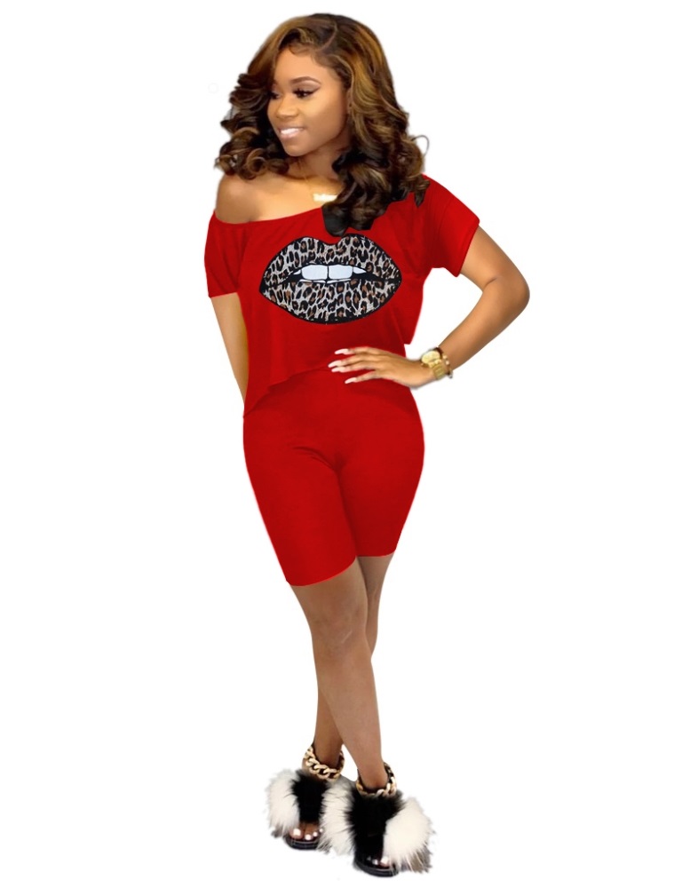 Print Crop Top and Shorts Set