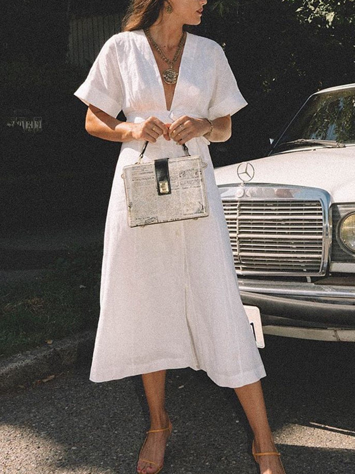 Cotton Vintage Casual Plus Size Dress