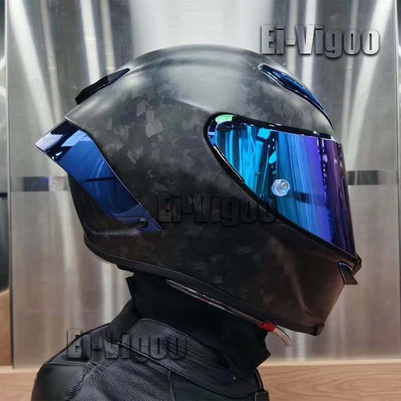 Full Face Carbon Fiber Professional Racing Helmet DOT Iridium Carbon Motorcycle Helmet with Detachable Spoiler
