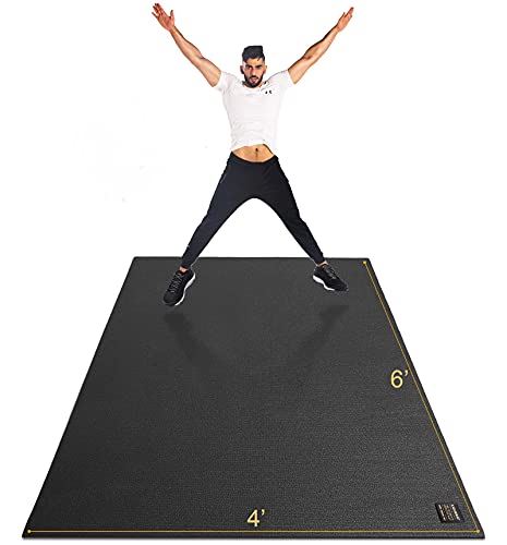 Gxmmat Large Exercise Mat 6��x4��x7mm, Thick Workout Mats for Home Gym Flooring, Extra Wide Non-Slip Durable Cardio Mat- Black