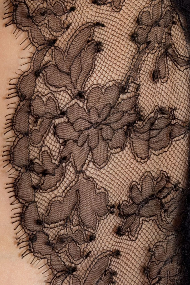 Black Open Side Lace Chiffon Kaftan Gown Set