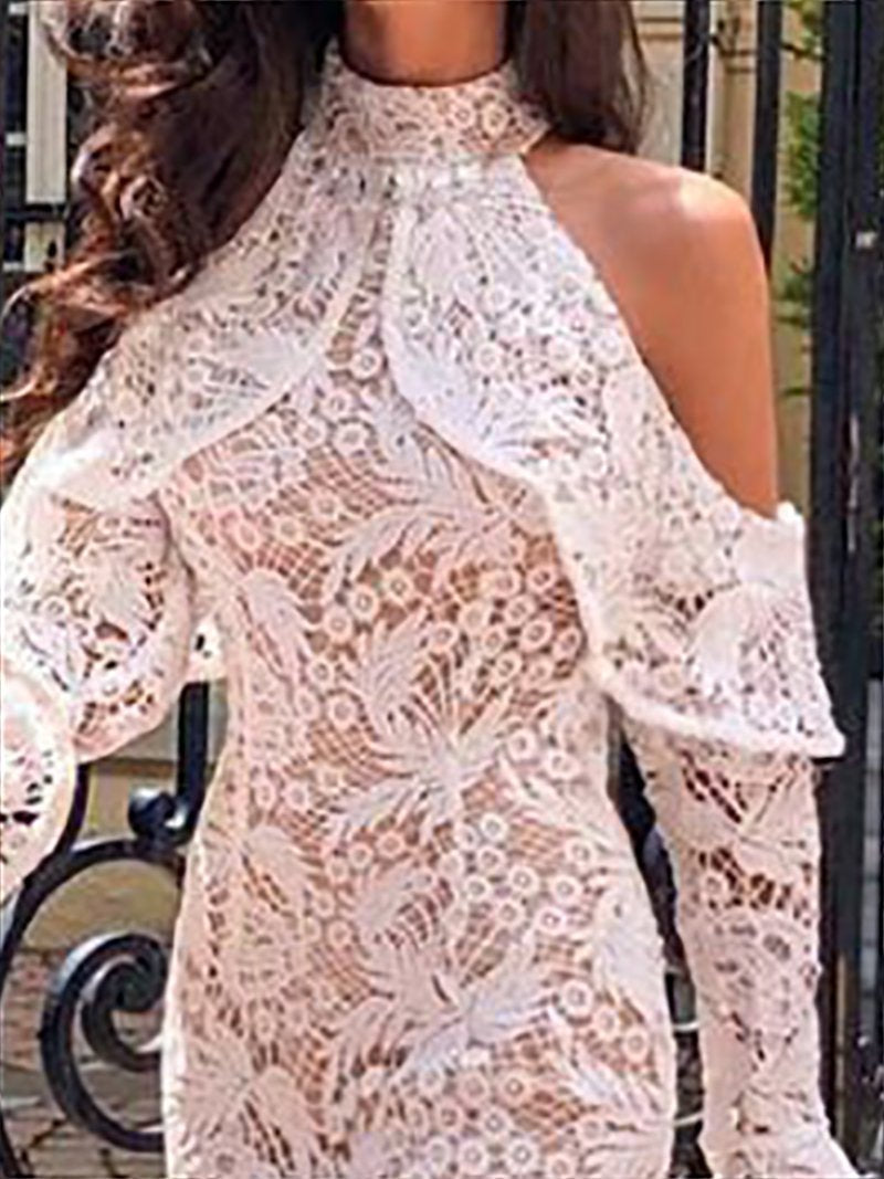 Elegant Lace Hollow Out Off-Shoulder Bodycon Dresses
