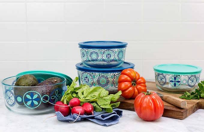 Pyrex Simply Store Decorated Glass Storage 8-Piece Set
