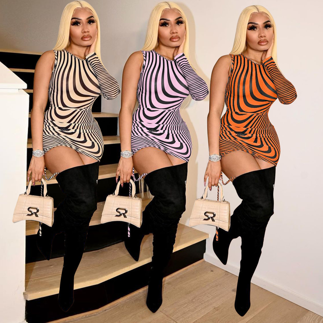 Womens Fashion Sexy Casual One-Sleeve Dress YZL826