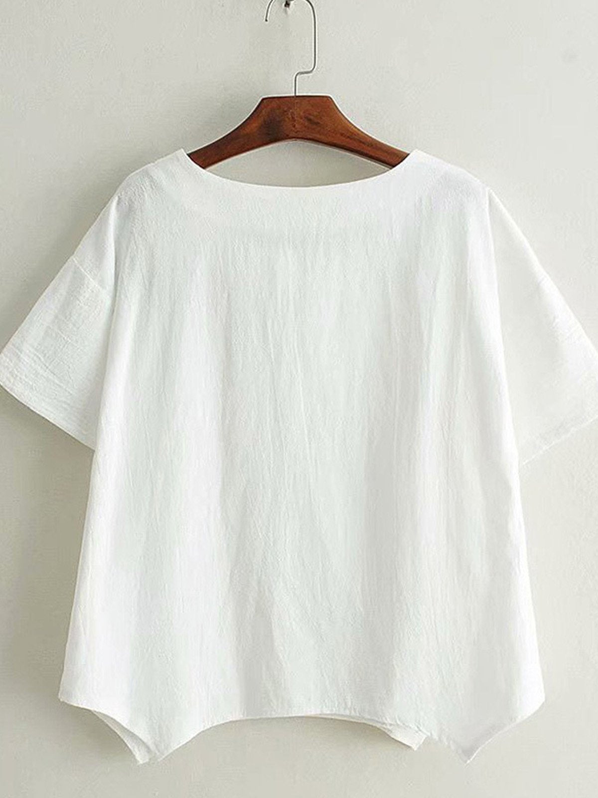 Women Casual Loose Tops Tunic Embroidery Blouse Shirt