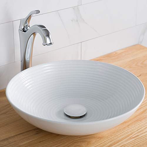Above counter Round Bathroom Sink, 16.5 x 16.5 x 4.38 inches, White