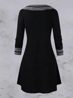 Black Buttoned Long Sleeve Dresses