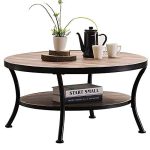 O&K Furniture Rustic Round Coffee Table for Living Room with Open Shelving / 1-Pcs
