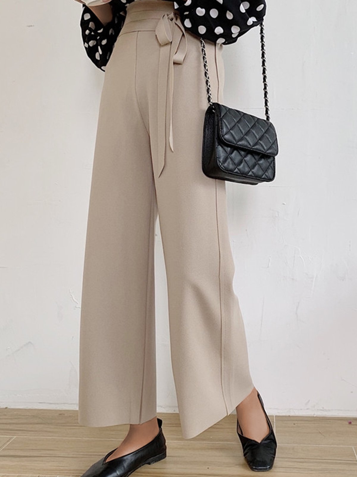 Women High Waist Strap Wide Leg Pants Ins  Straight  Casual  Pants
