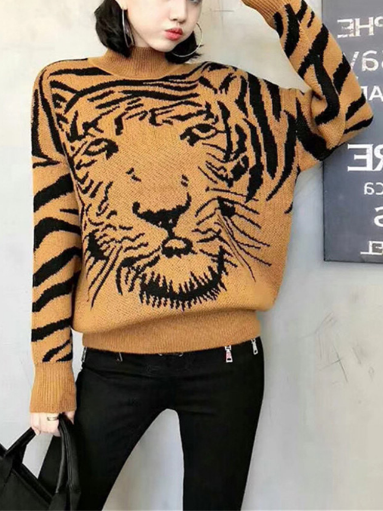 Tiger Vintage Turtleneck Cotton Sweaters
