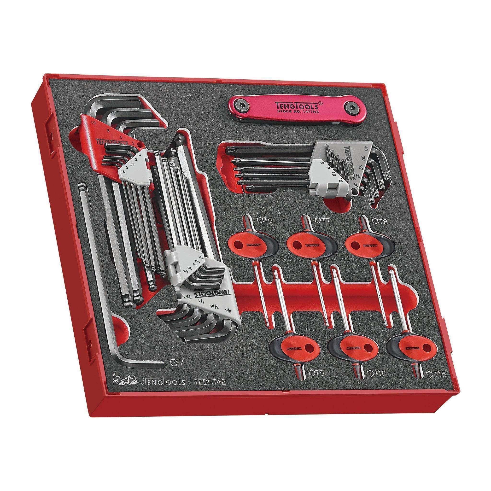 Teng Tools �C 42 Piece Hex and TX Key Set in EVA Tray �C TEN-O-TEDHT42