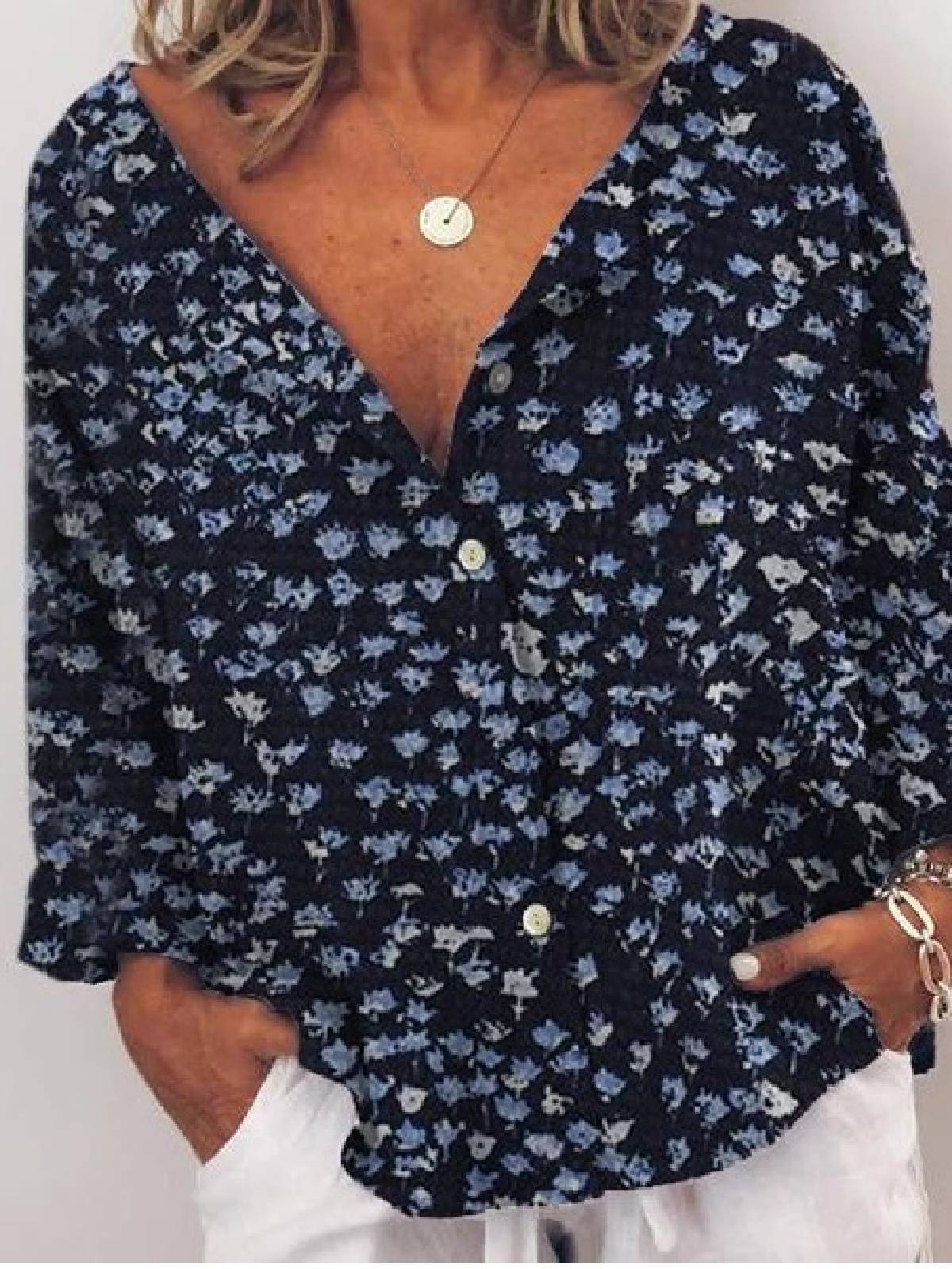 Floral-Printed Casual Shirts & Tops Plus Size