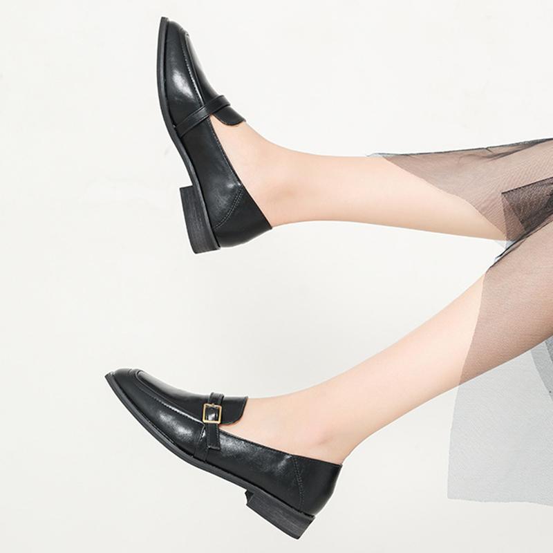 Casual PU Square Toe Low Heel Loafers