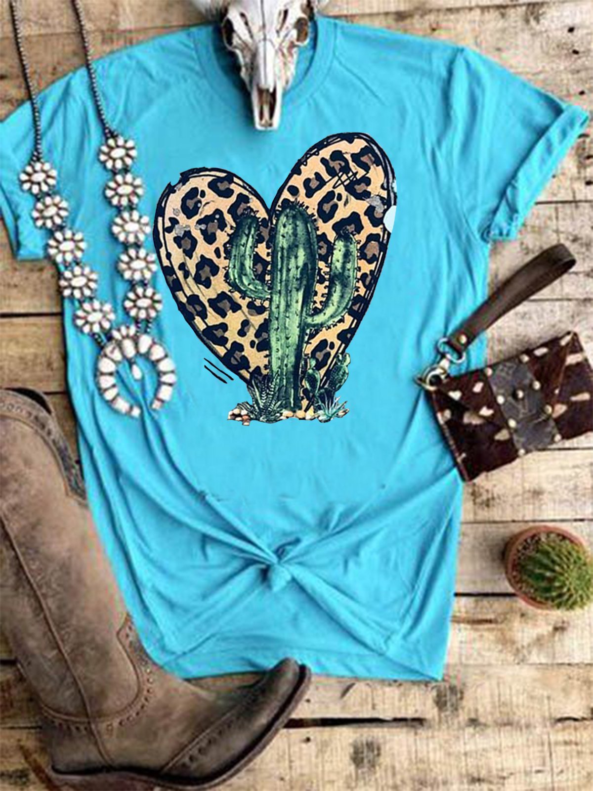 Simple Tropical Crew Neck Shirts & Tops