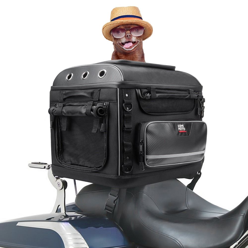 Motorcycle Dog/Cat Carrier Bag with Passenger Seat Sissy Bar