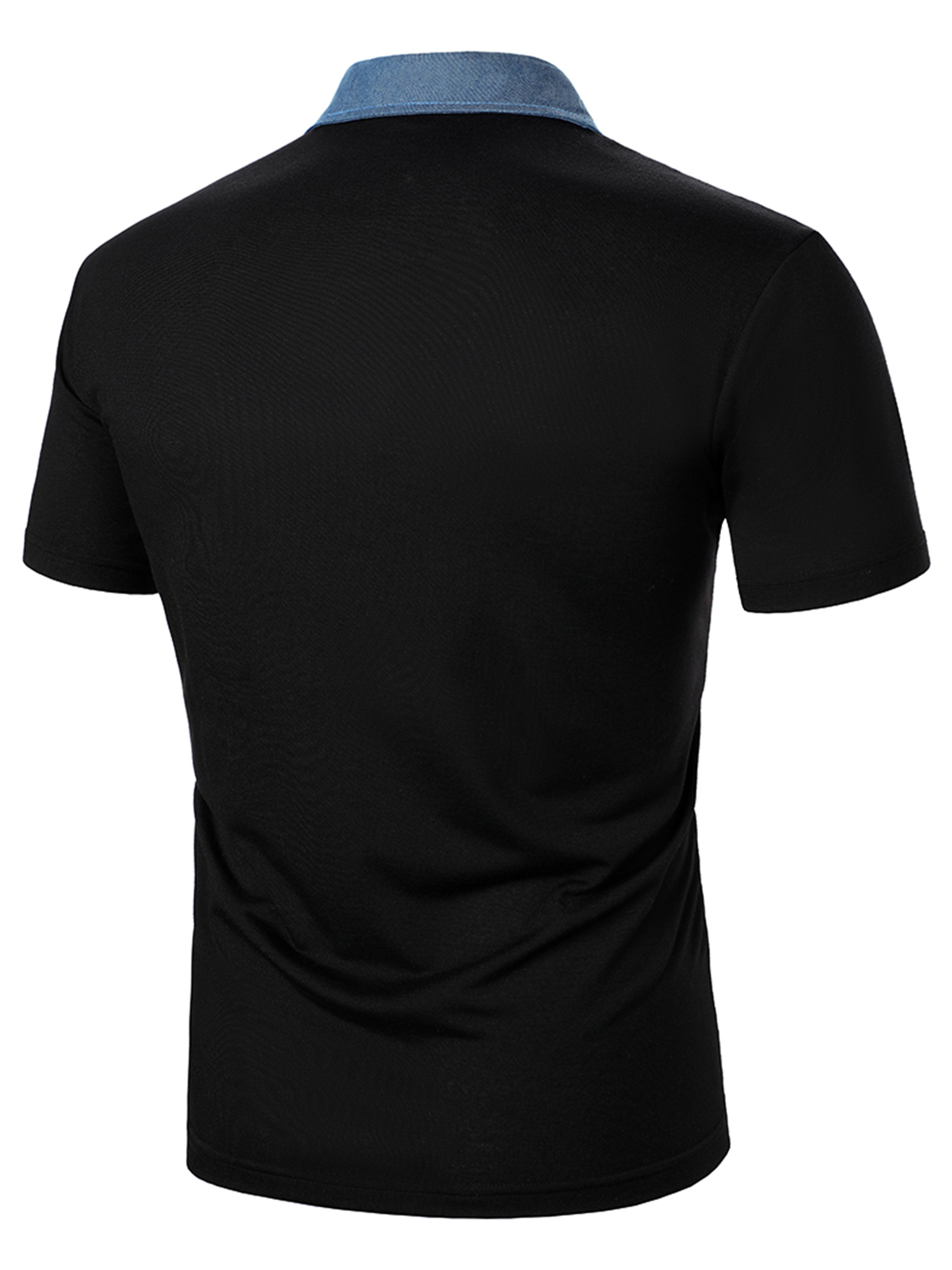 Men's Casual Denim Insert Polo Shirt