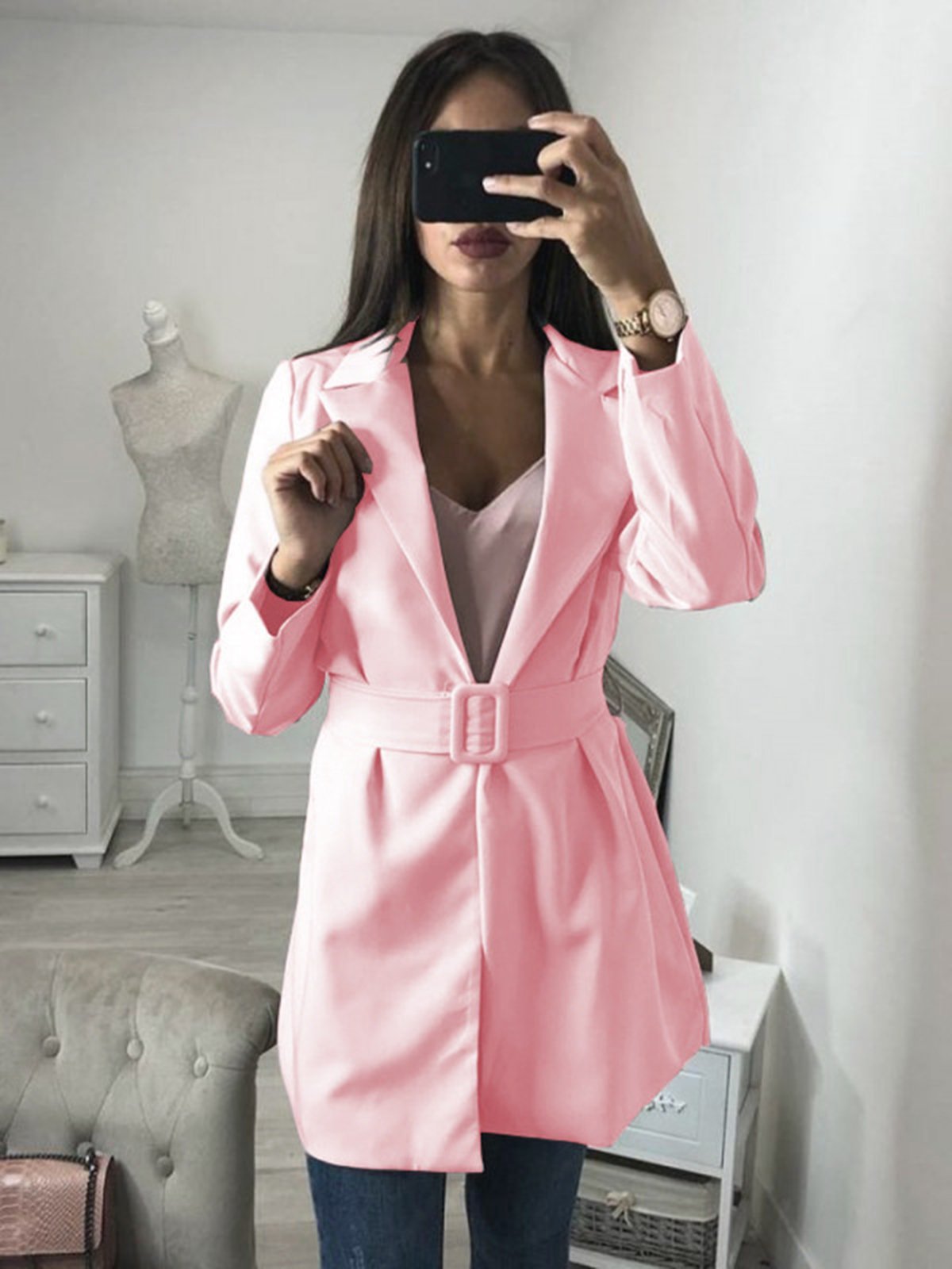 Shawl Collar Long Sleeve Vintage Blazers