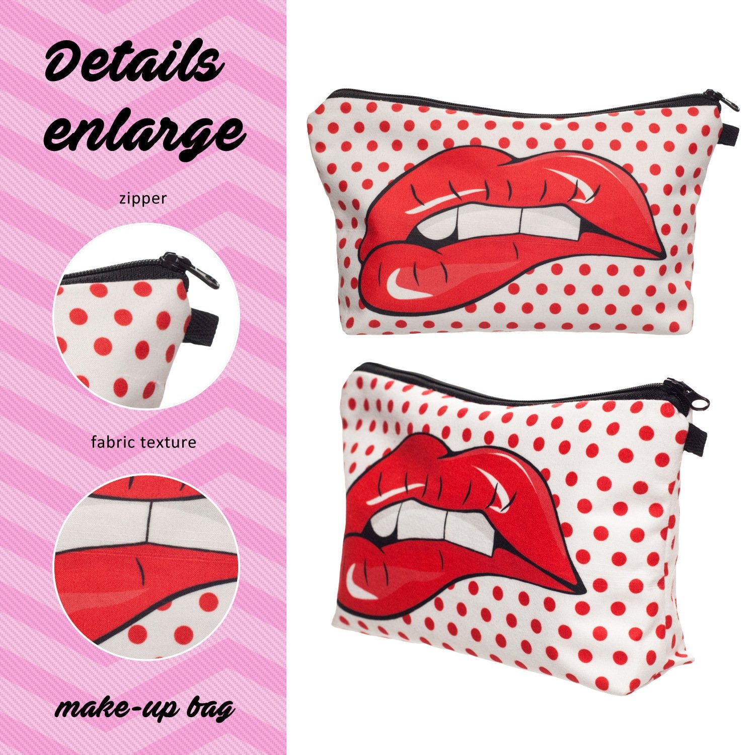 Fashion Lipstick LOVE Flower 3D Printed Cosmetic Bags Multifunction for Travel