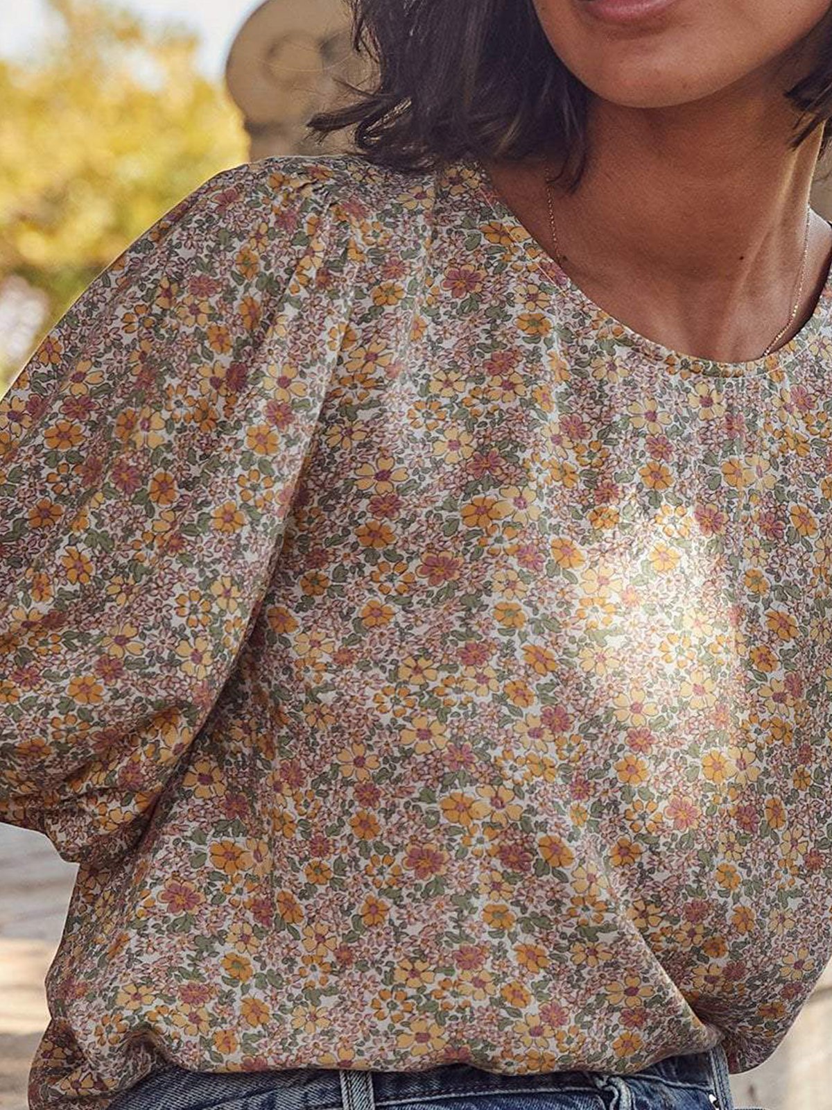 Flower Crew Neck Vintage Floral Half Sleeve Dresses