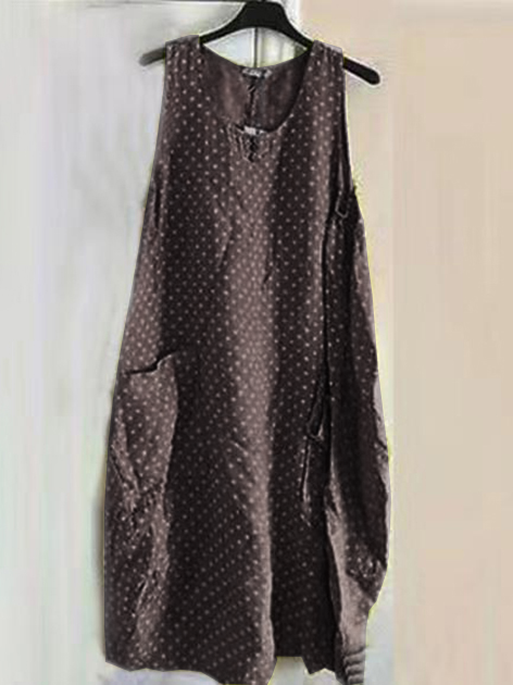 Polka Dots Sleeveless Casual Dresses