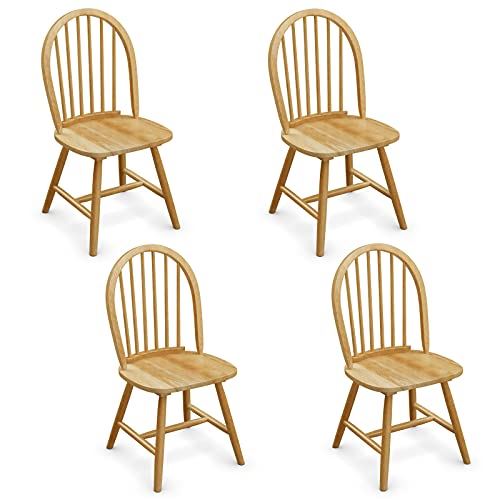 Giantex Wood Dining Chairs Set of 4, Windsor Chairs with Solid Wood Legs